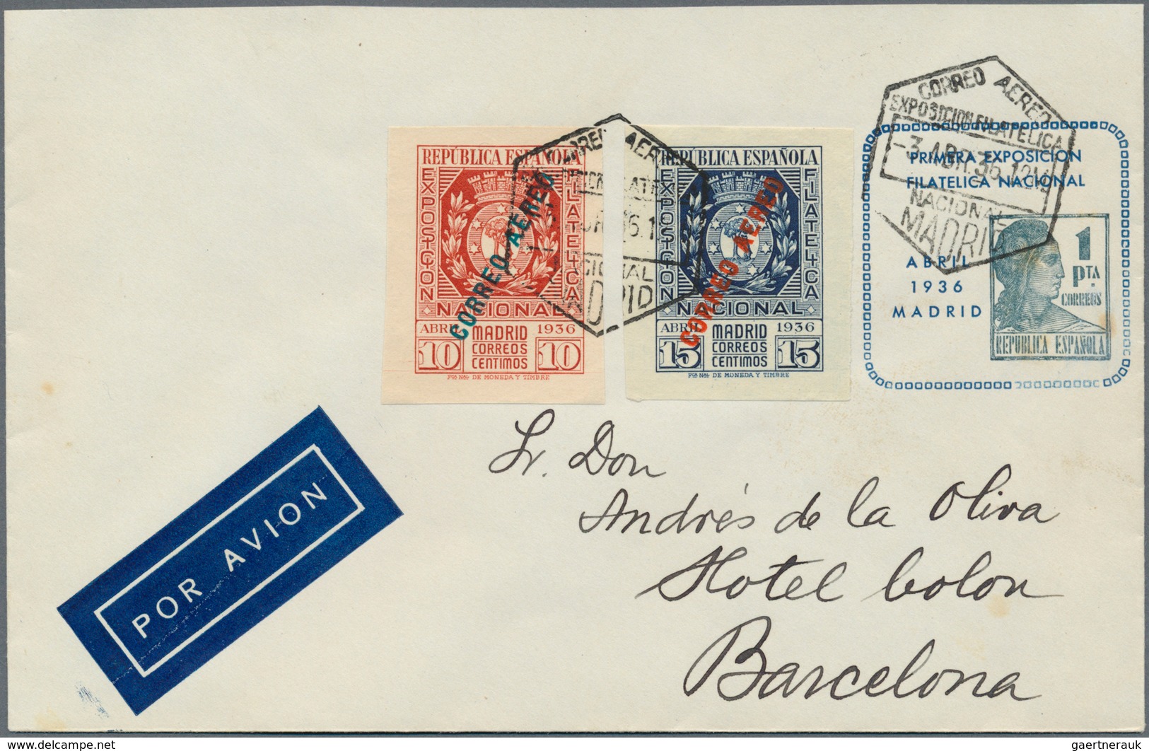 16260A Spanien: 1936, "Nationale Philatelistische Ausstellung In Madrid", Satz Auf Tadellosem FDC-Luftpost- - Oblitérés