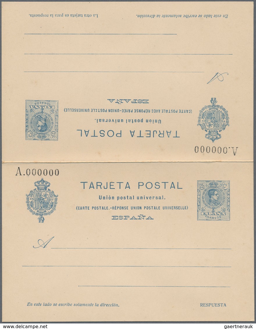 16275 Spanien - Ganzsachen: 1922. Single Card 25c And Double Card 25c+25c Blue King Alfonso Each As Sample - 1850-1931