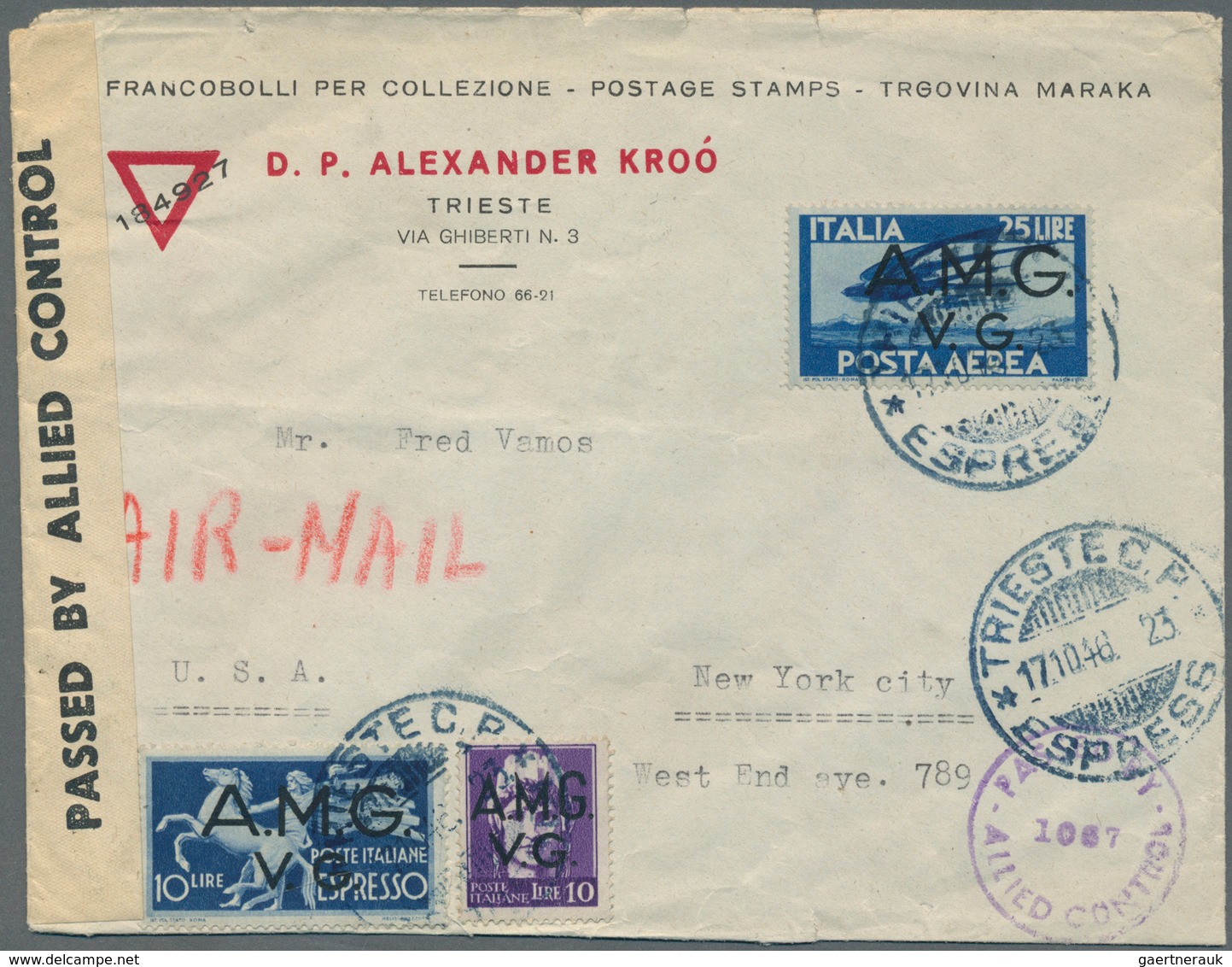 16281 Triest - Zone A: 1946, 10 L Violet, 10 L Dark Blue Express Stamp And 25 L Blue Airmail Stamp, Mixed - Nuovi