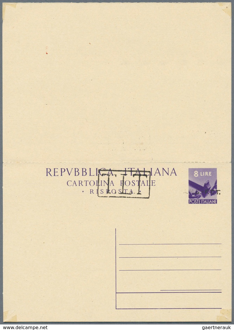 16285 Triest - Zone A - Ganzsachen: 1948: 8 L + 8 L Violett Double Postatal Stationery Card With Manual Ov - Poststempel
