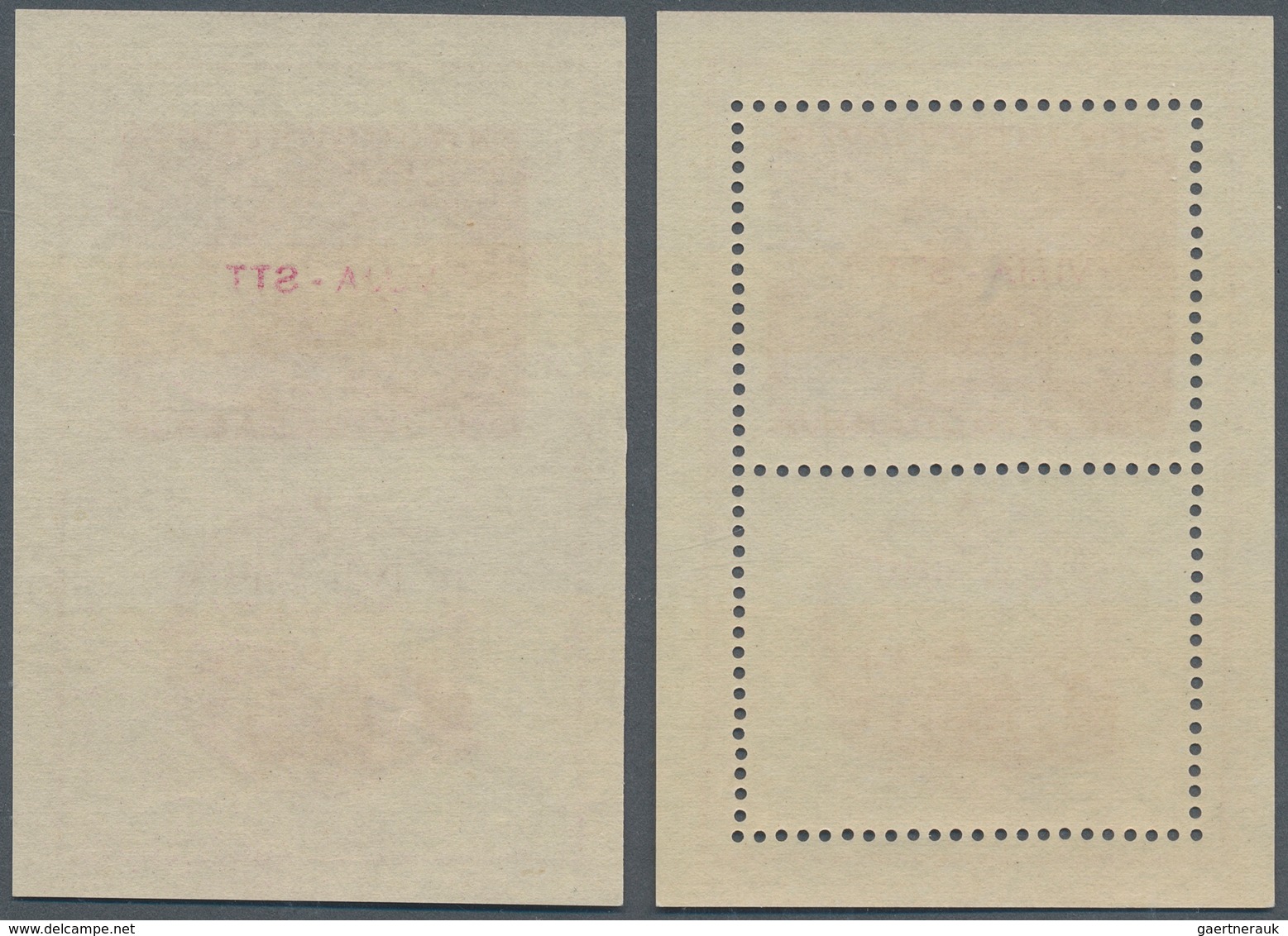 16287 Triest - Zone B: 1950, Railway Souvenir Sheets Perf./imperf., Two Pairs Unmounted Mint, One Piece Sl - Neufs