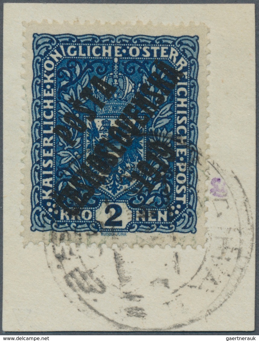 16289A Tschechoslowakei: 1919, "Kronenwerte In Bildgröße" 2 Kr. Violettultramarin, Perfekt Zentriert Auf We - Briefe U. Dokumente