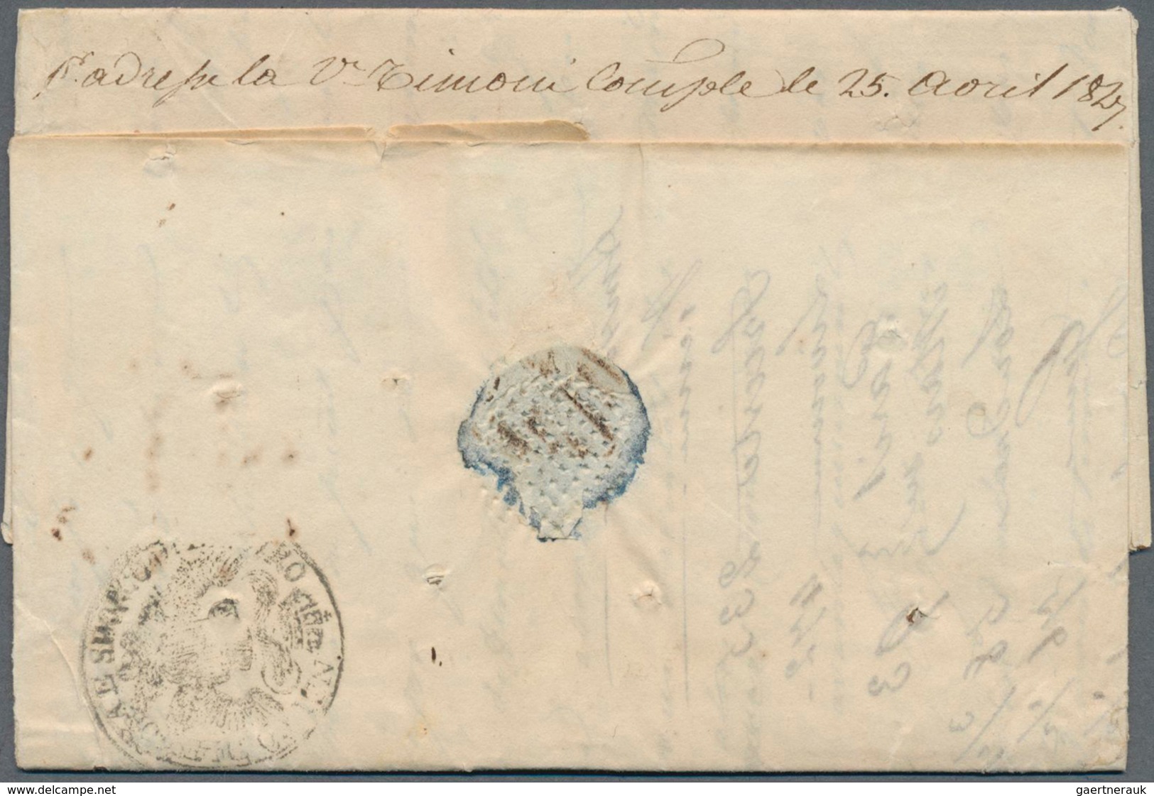 16300 Türkei - Vorphilatelie: 1827, "Turquie.", Straight Line In Black On Folded Letter (dated "Smirne 3.3 - ...-1858 Préphilatélie