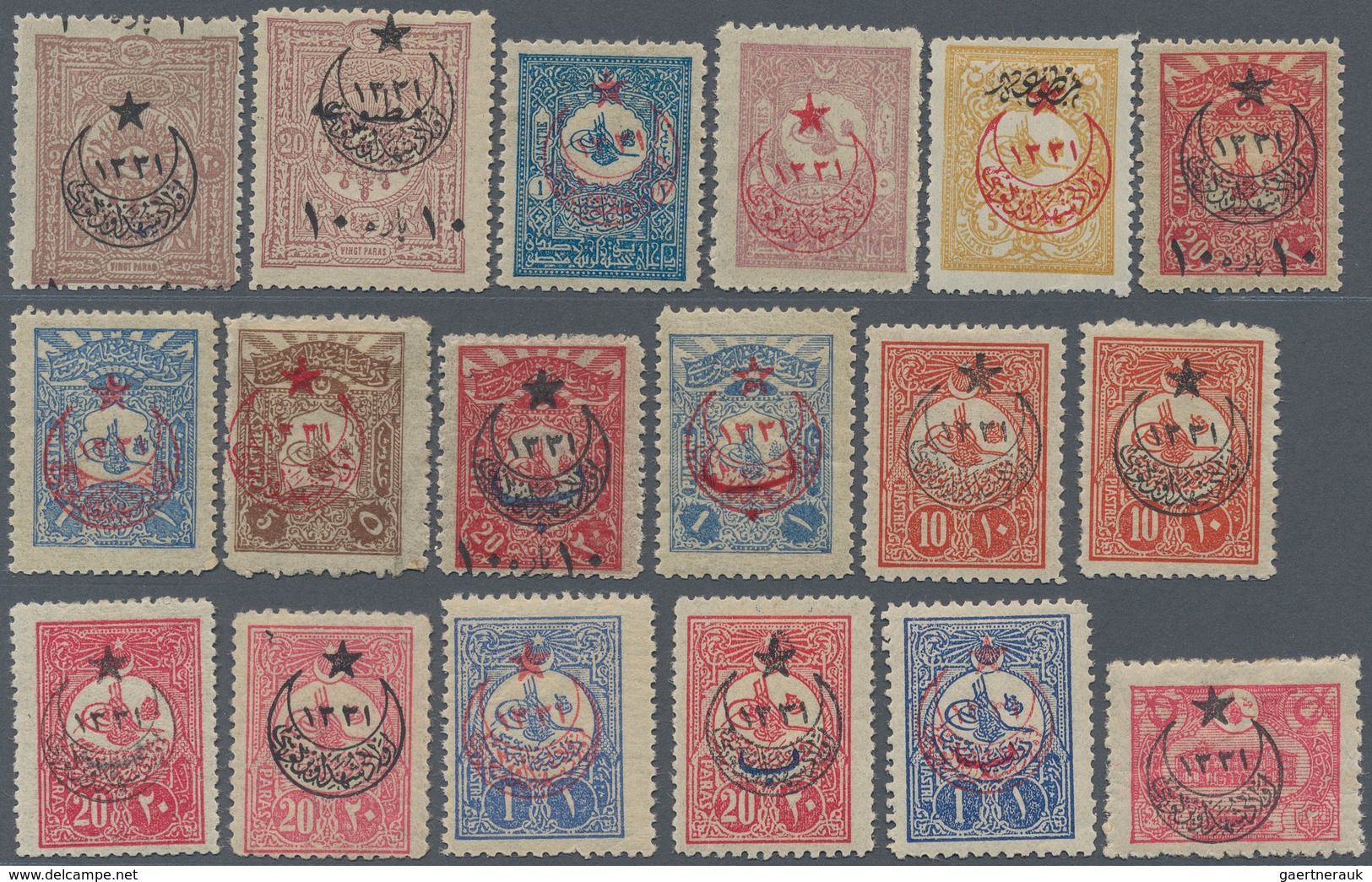 16315 Türkei: 1916, Five Pointed Star For Tax Orphans Set Of 25 Values Including Mi.368 (signed) And 372, - Briefe U. Dokumente