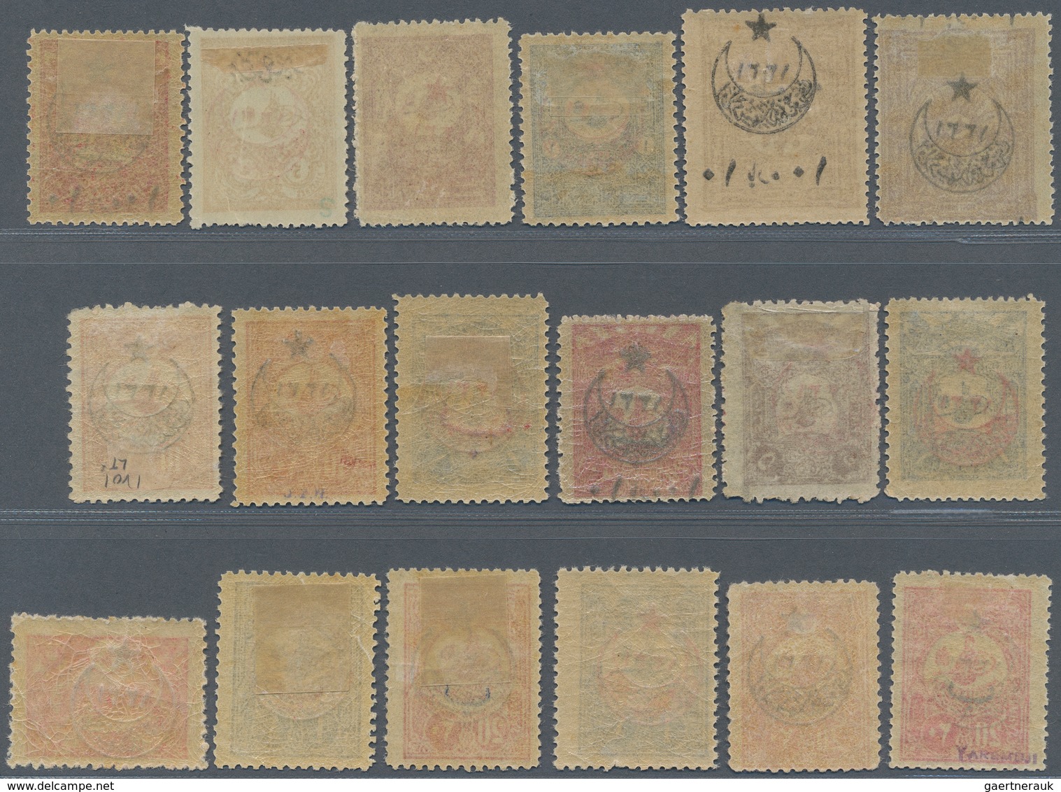 16315 Türkei: 1916, Five Pointed Star For Tax Orphans Set Of 25 Values Including Mi.368 (signed) And 372, - Lettres & Documents