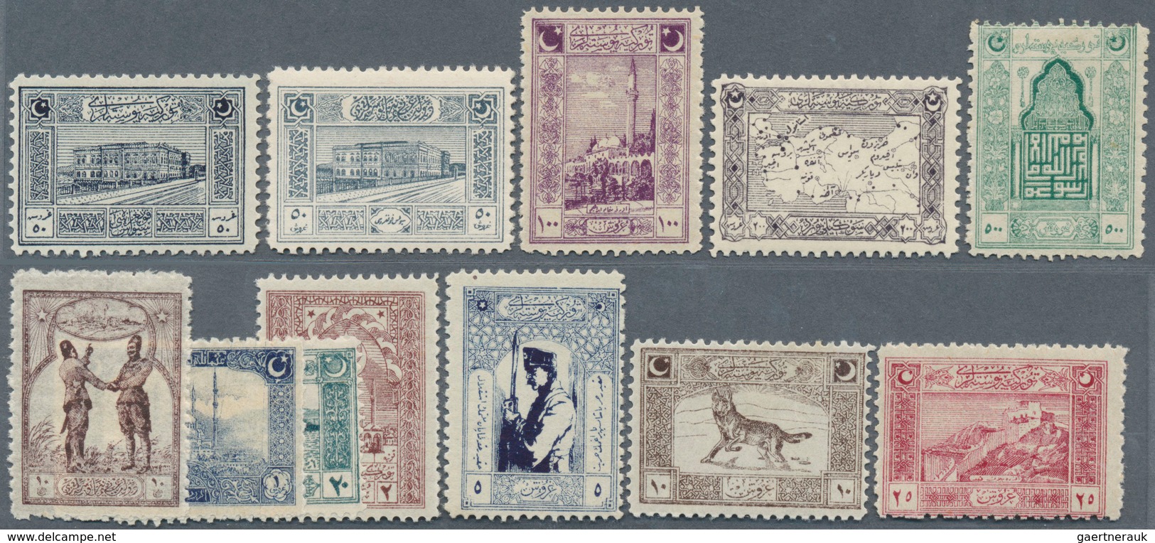 16325 Türkei: 1922, Pictorial Definitive Issue Printed In Genoa, The Complete Set Of Twelve Values All Min - Briefe U. Dokumente