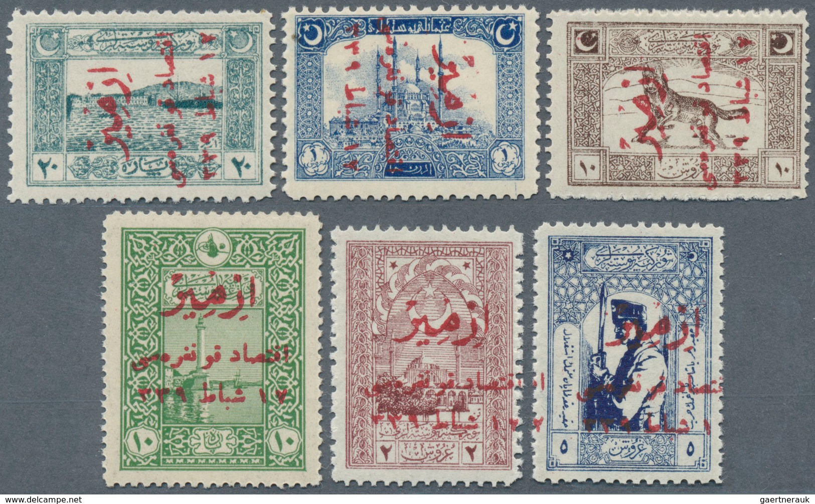16329 Türkei: 1923, Izmir Fair Complete Set Of Six Values Mint Never Hinged With Original Gum (20 Para Hin - Briefe U. Dokumente