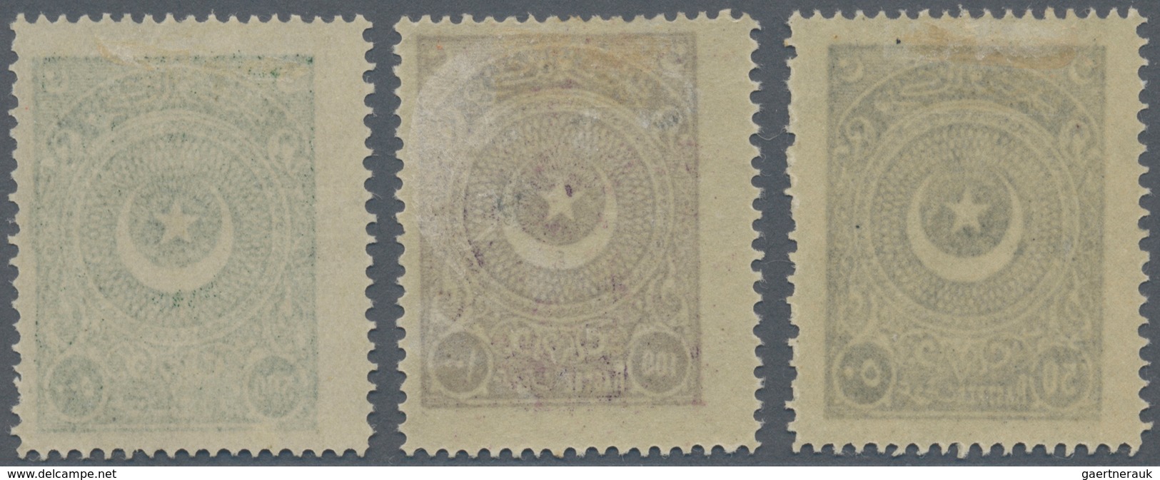 16333 Türkei: 1923. The Definitives Set's Three High-values: 50pia, 100pia And 500pia. All Unused (hinge R - Lettres & Documents