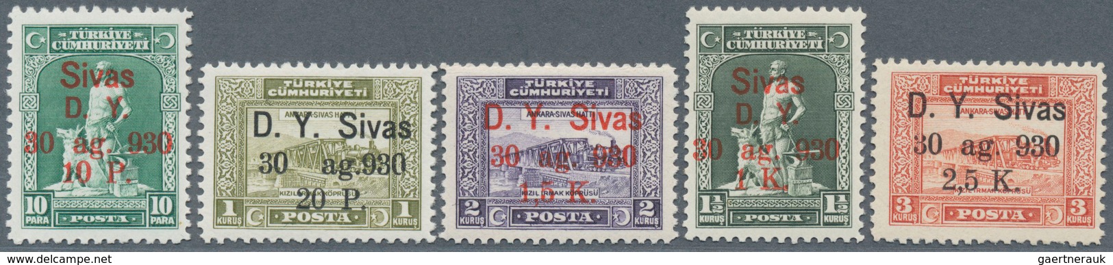 16337 Türkei: 1930, Sivas Railway Complete Set Of 22 Values Mint Never Hinged With Original Gum, Very Fine - Storia Postale