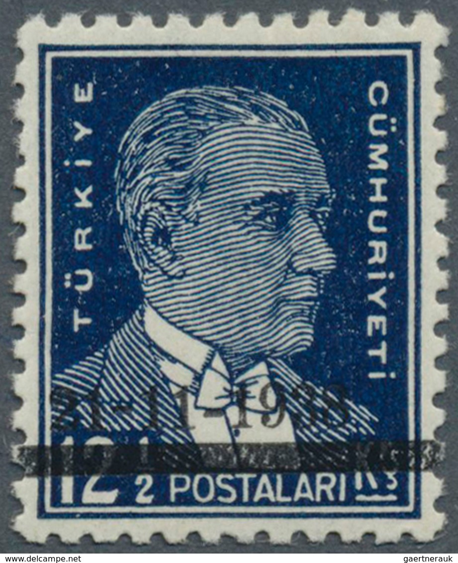 16348 Türkei: 1938, 12 1/2 Krs. Indigo Blue Atatürk Mourning Issue On Mat Paper, Mint Never Hinged, Very F - Briefe U. Dokumente