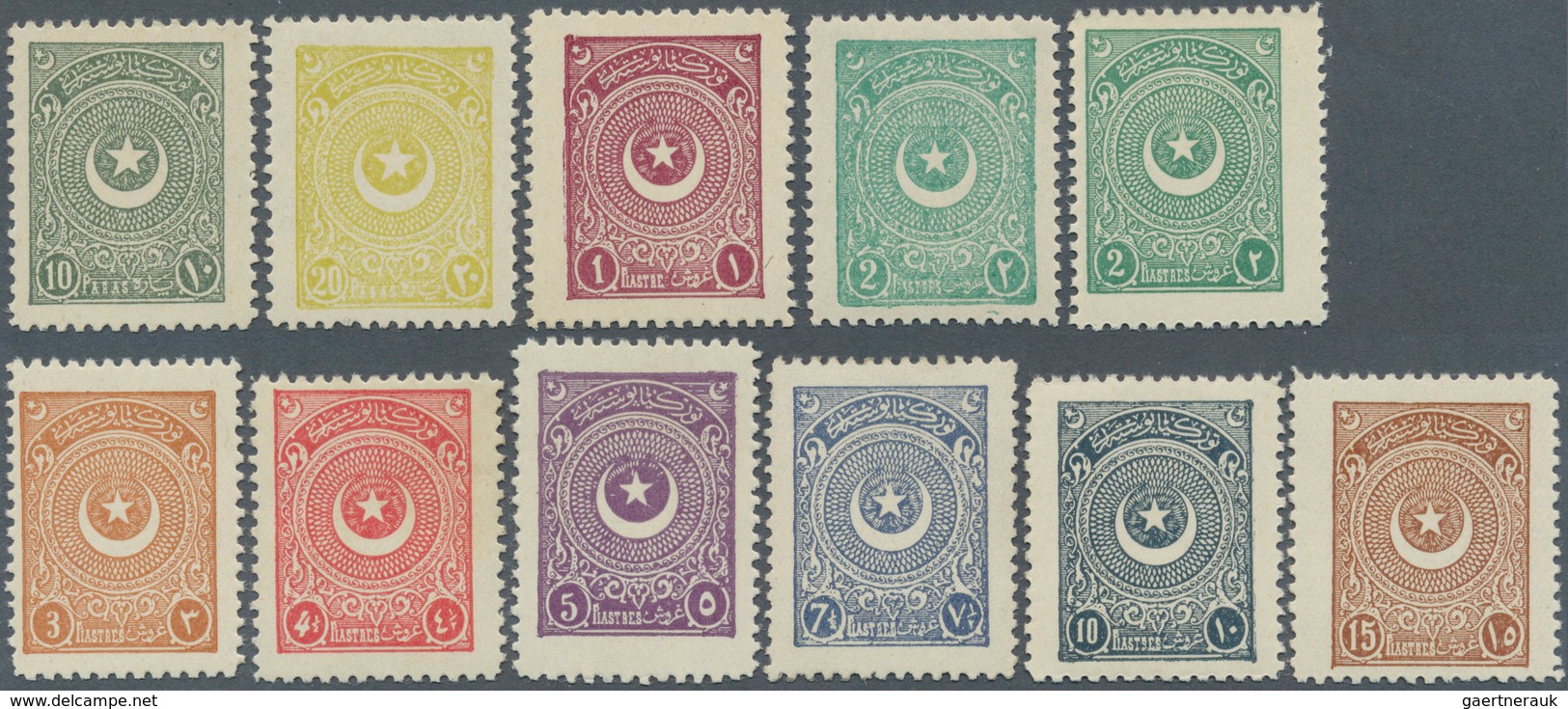 16349 Türkei: 1924, Star & Crescent Second Issue Perf. 10 3/4 On Thick Paper, Complete Set Of 11 Values, M - Briefe U. Dokumente