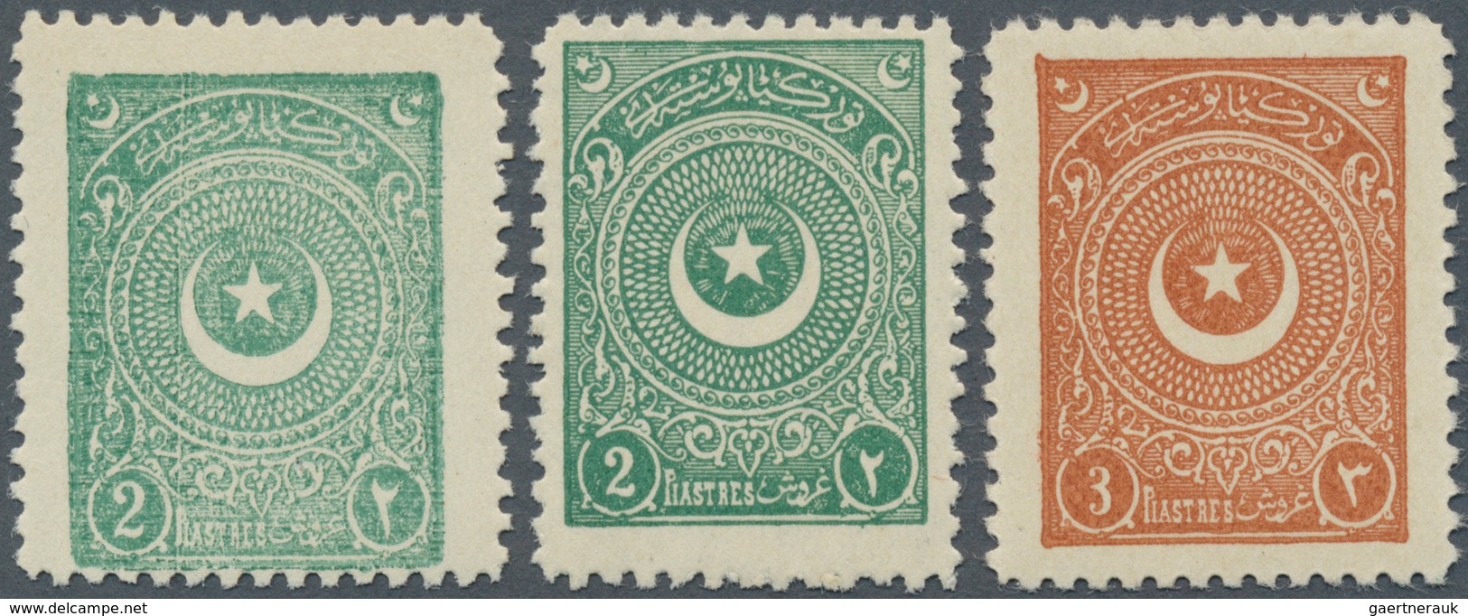 16350 Türkei: 1924, Star & Crescent Second Issue Perf. 10 3/4 On Thick Paper, Two 2 Pia. Green (small And - Briefe U. Dokumente