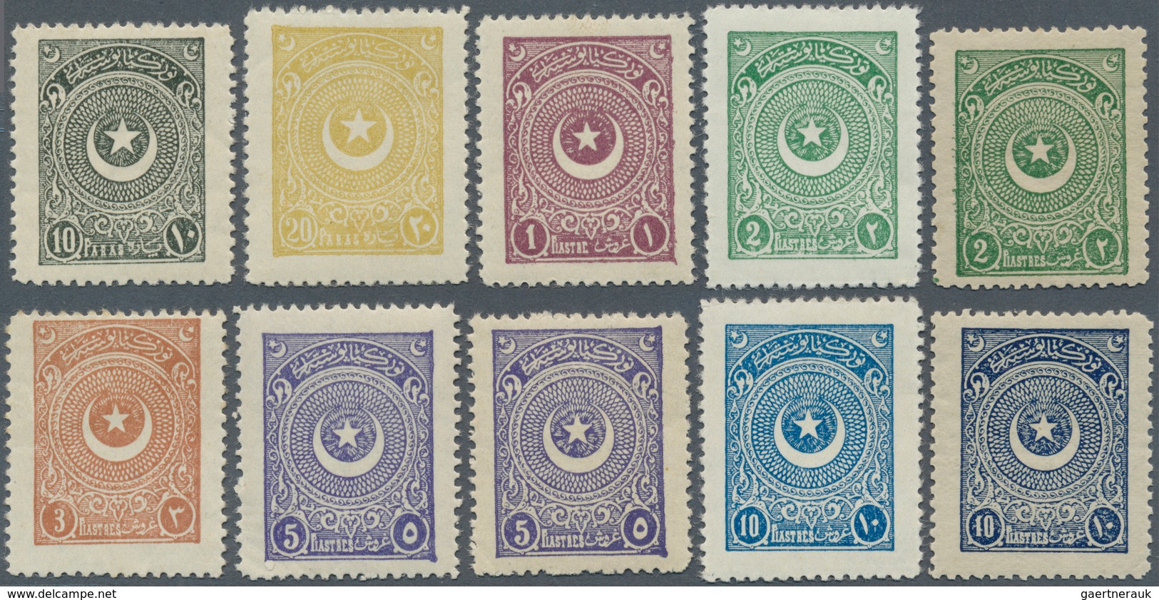 16351 Türkei: 1924, Star & Crescent Third Issue Perf. 12 On Thick Paper, Complete Set Of 10 Values, Mint N - Lettres & Documents