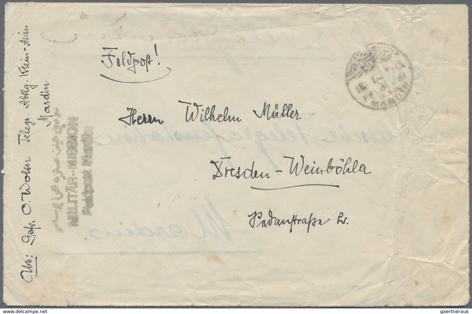 16354 Türkei - Militär-Feldpost: 1918, Telegramm Von R. Feldmann Mardin Bahnhof An Die Telegraphenstation - Autres & Non Classés