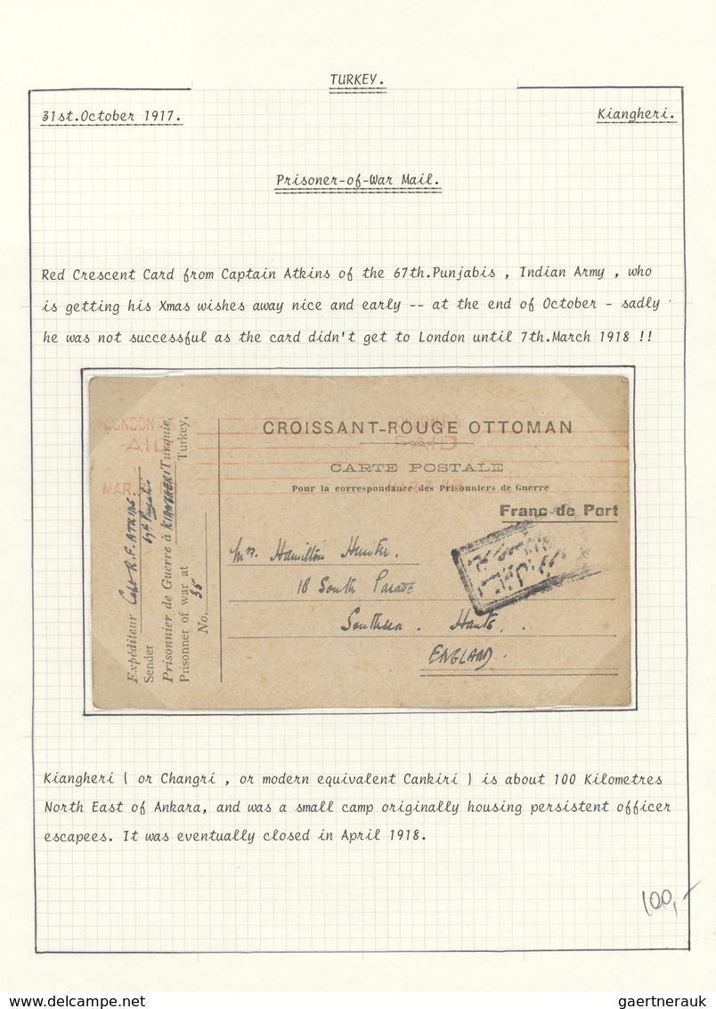 16358 Türkei - Zwangszuschlagsmarken Für Den Roten Halbmond: 1917, POW Card With Imprint "CROISSANT ROUGE - Timbres De Bienfaisance