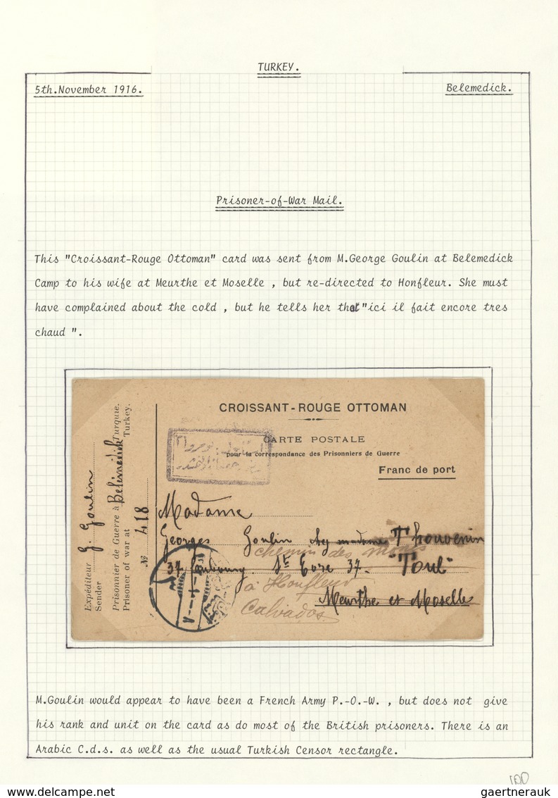 16360 Türkei - Zwangszuschlagsmarken Für Den Roten Halbmond: 1916, POW Card With Imprint "CROISSANT ROUGE - Wohlfahrtsmarken