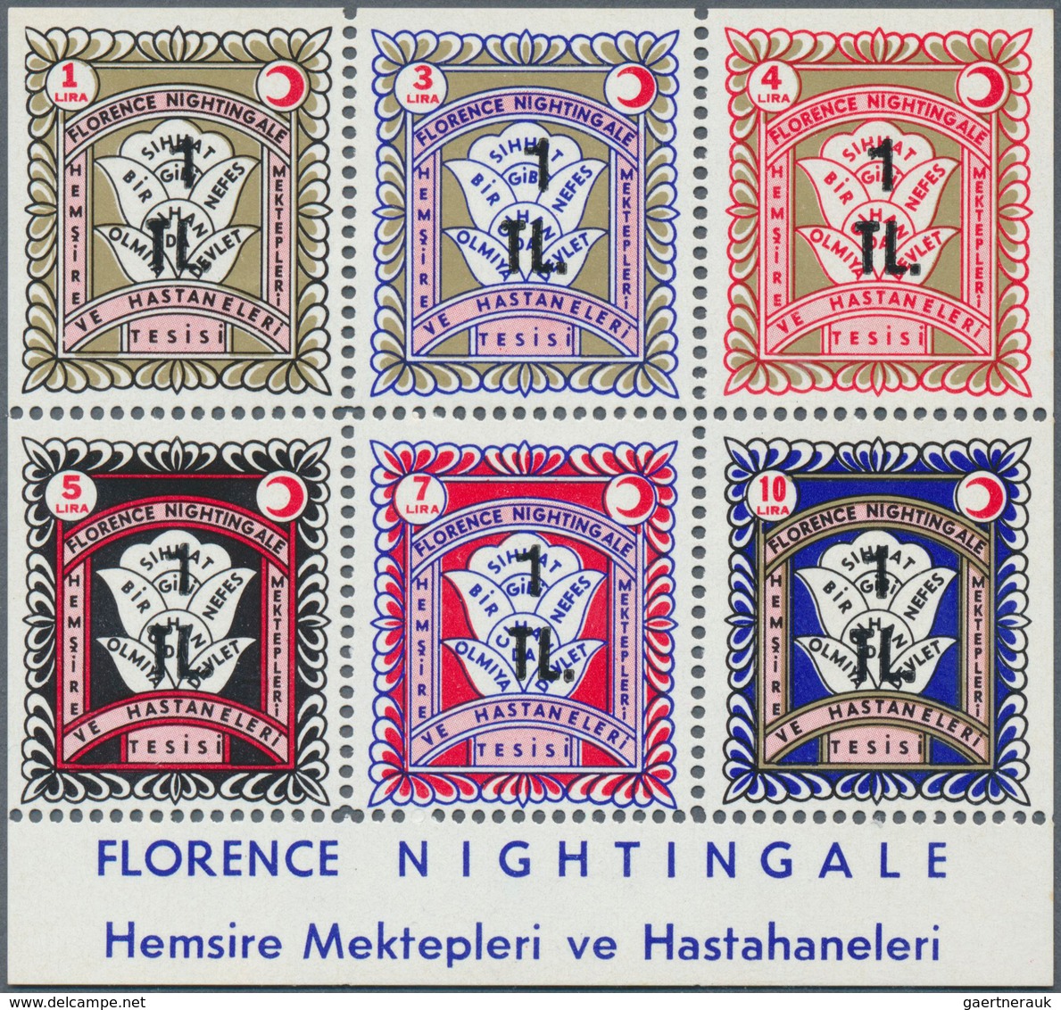 16364 Türkei - Zwangszuschlagsmarken Für Den Roten Halbmond: 1962, 1 TL Overprinted S/S Florence Nightinga - Wohlfahrtsmarken