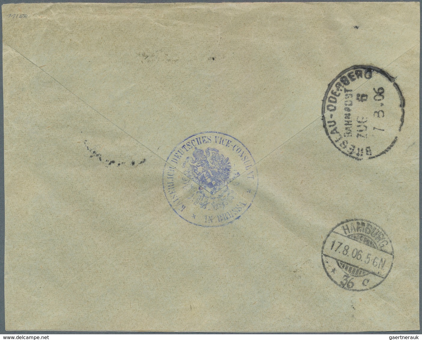 16374 Türkei - Stempel: 1906, "BROUSSE" Cds. On Registered Uprated Used Postal Stationery Envelope With La - Autres & Non Classés