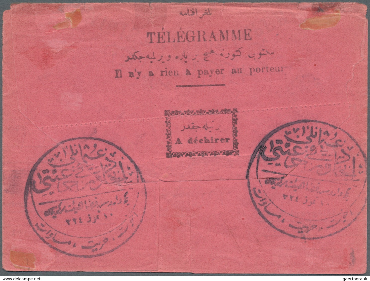 16394 Türkei - Stempel: "NOVA VAROCH 2.11.12", Two Bilingual Cds., Clear On Folded Telegram With 2 Pia. On - Autres & Non Classés