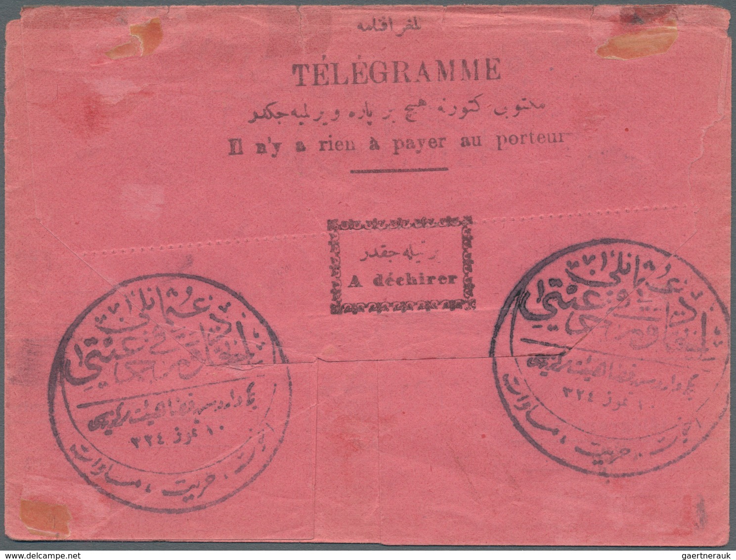 16394 Türkei - Stempel: "NOVA VAROCH 2.11.12", Two Bilingual Cds., Clear On Folded Telegram With 2 Pia. On - Sonstige & Ohne Zuordnung