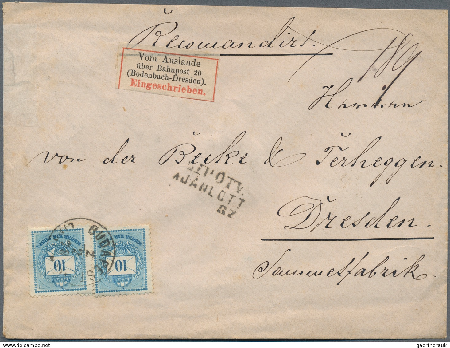 16408 Ungarn: 1878, Zweimal 10 Kr. Grünblau, Dabei Einmal Abart: Fehlende Straffierung In Rechter Oberer E - Briefe U. Dokumente