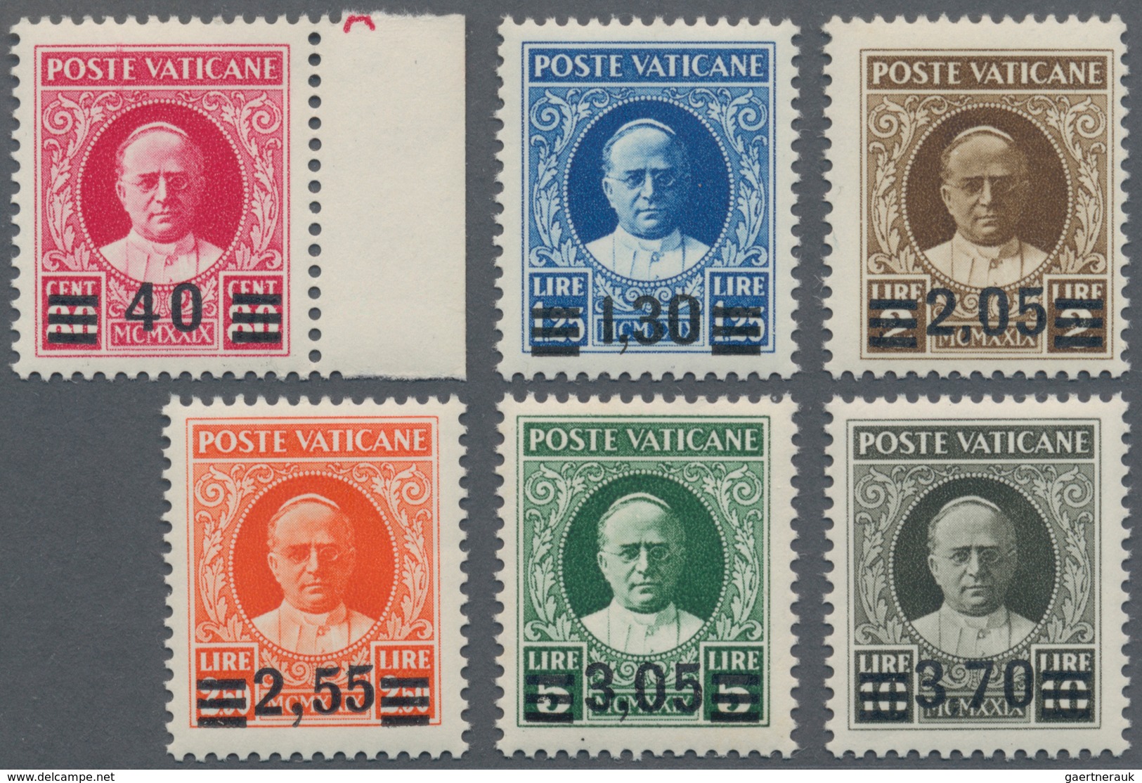 16434 Vatikan: 1934, "Provisorials", Postage Stamps Of 1929 Surchached With New Values, Complete Set Of Si - Lettres & Documents