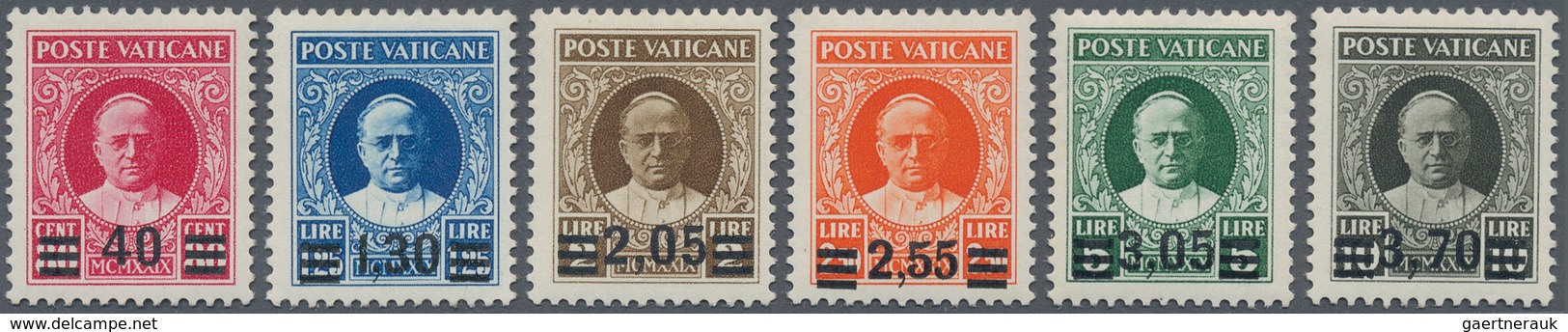 16435 Vatikan: 1934, Papst Pius XI., Provisorien-Ausgabe, 6 Werte, Teils Entfalzt, Signiert A.Diena Und Vo - Briefe U. Dokumente