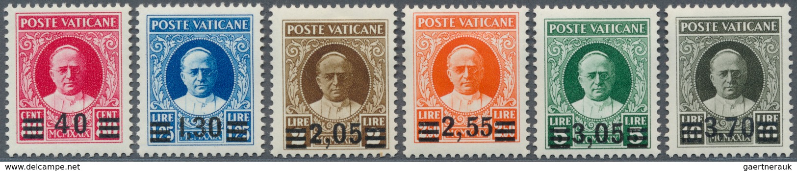 16436A Vatikan: 1934, Provisional Overprints, Complete Set Of Six Values, Mint O.g. With Hinge Remnants, Si - Lettres & Documents