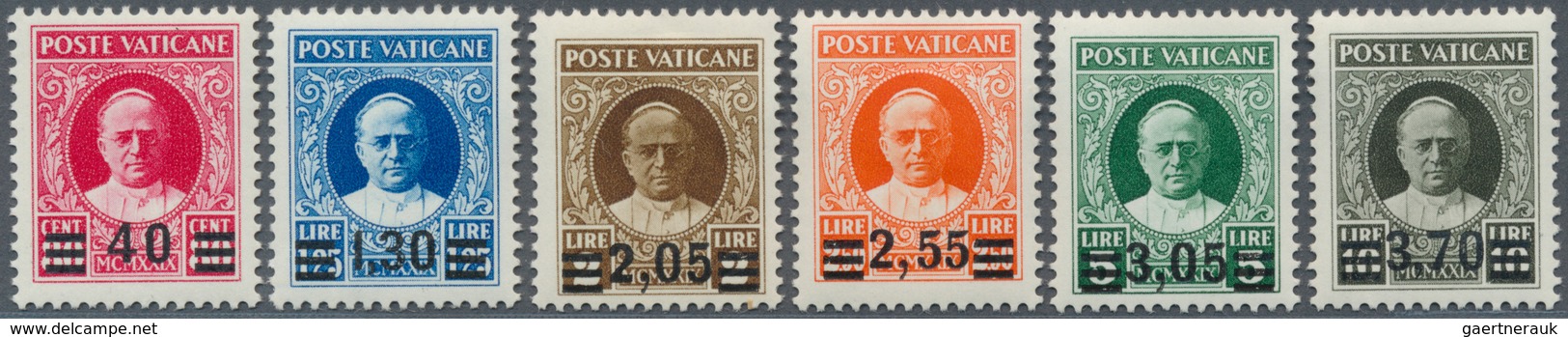 16436A Vatikan: 1934, Provisional Overprints, Complete Set Of Six Values, Mint O.g. With Hinge Remnants, Si - Briefe U. Dokumente
