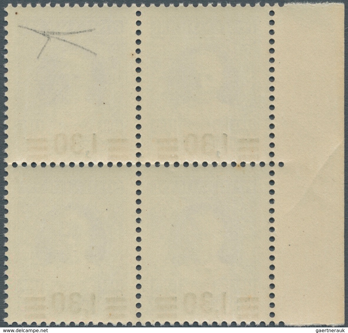 16438 Vatikan: 1934, "Provisorials", 1.30 On 1.25 L Blue, Block Of Four From The Left Margin Of The Sheet, - Lettres & Documents