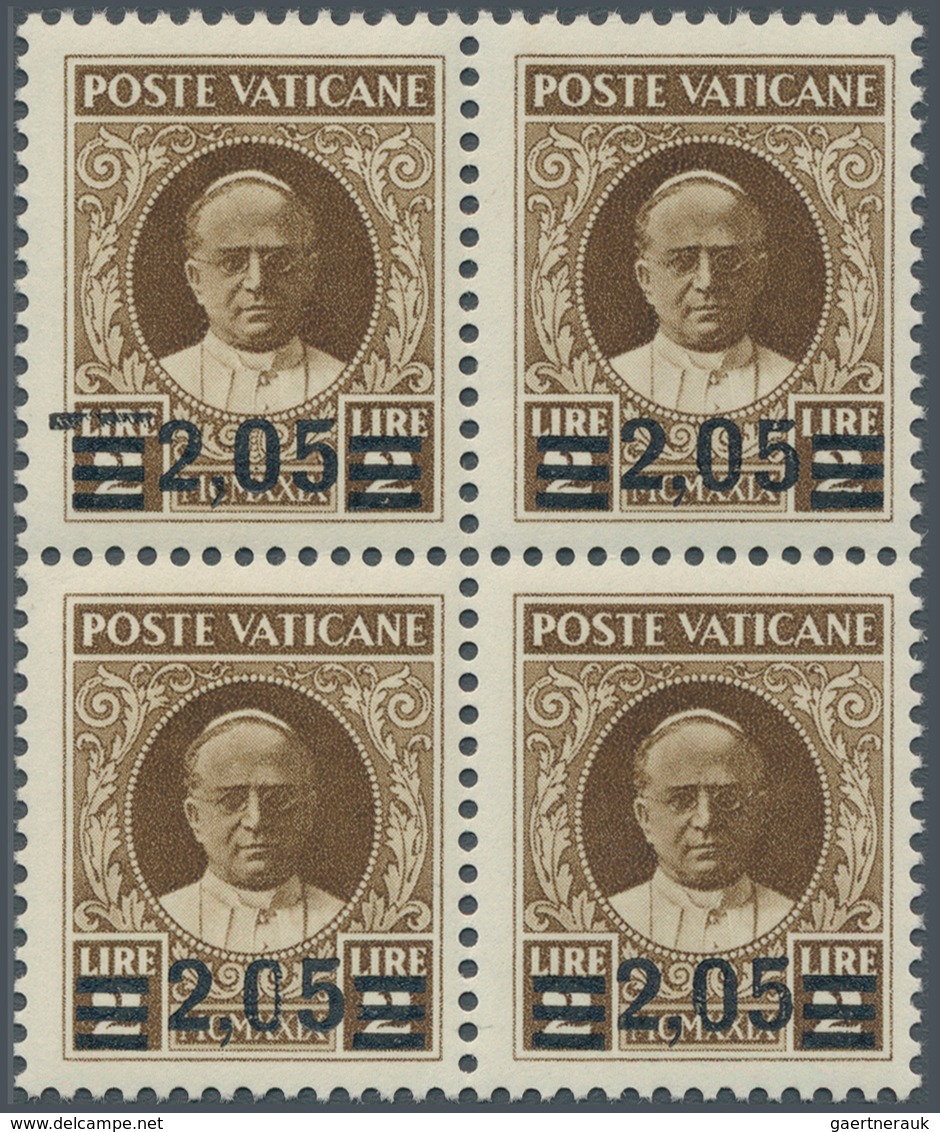 16439 Vatikan: 1934, "Provisorials", 2,05 On 2 L Brown, Block Of Four, The Upper Left Stamp With A Variety - Lettres & Documents