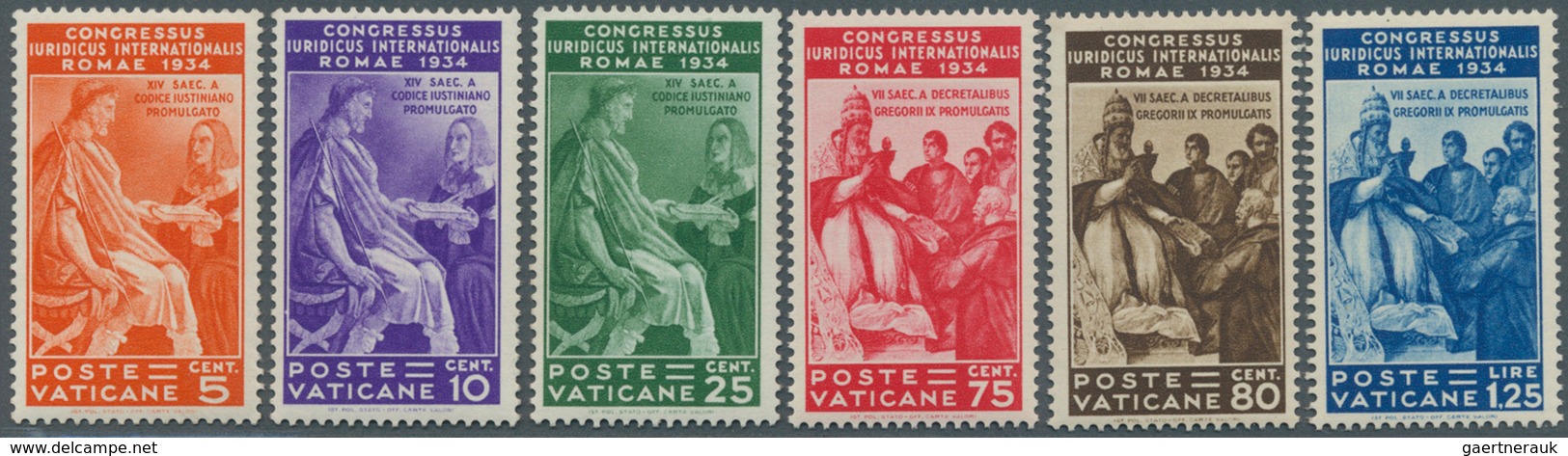 16442 Vatikan: 1935, 5 C. - 1.25 L. Juristenkongreß In Tadellos Postfrischer Erhaltung, M? 800,- (Sass. 41 - Briefe U. Dokumente