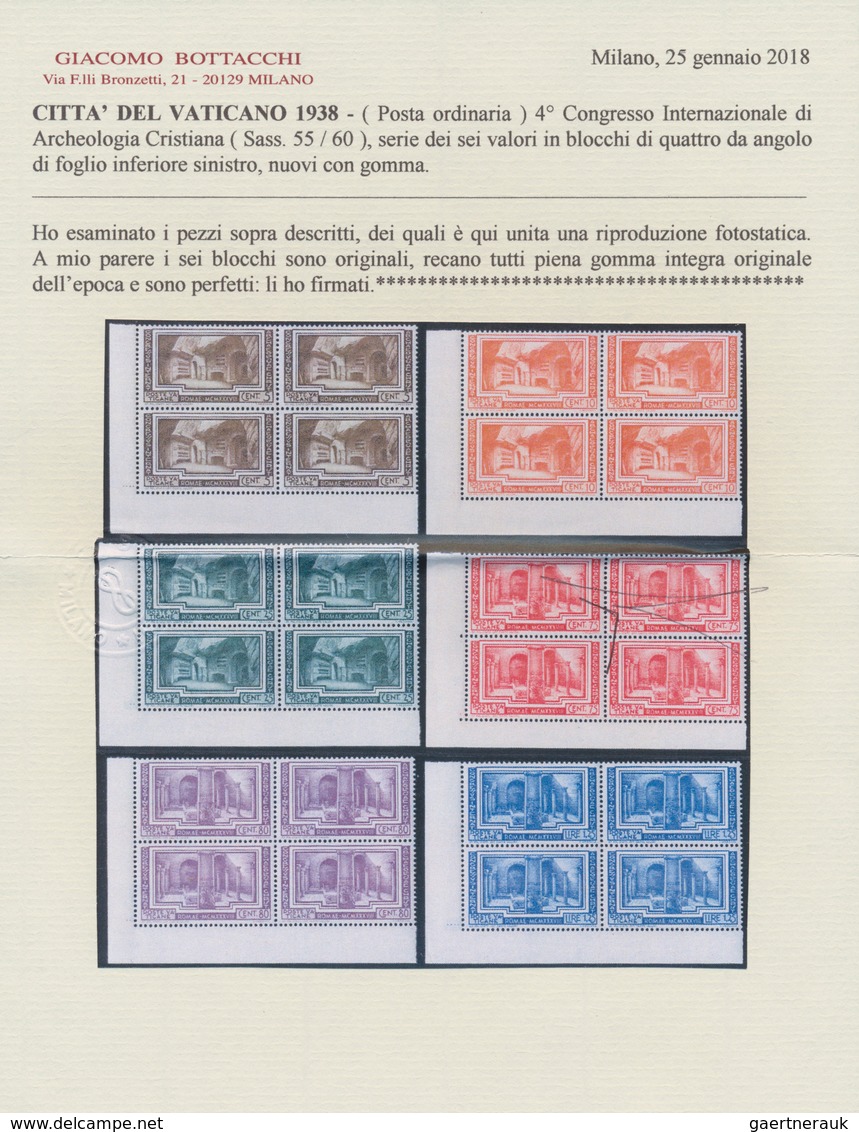 16449 Vatikan: 1838, Archological Congress, Complete Set Of Six Values, All In Blocks Of Four From The Low - Briefe U. Dokumente