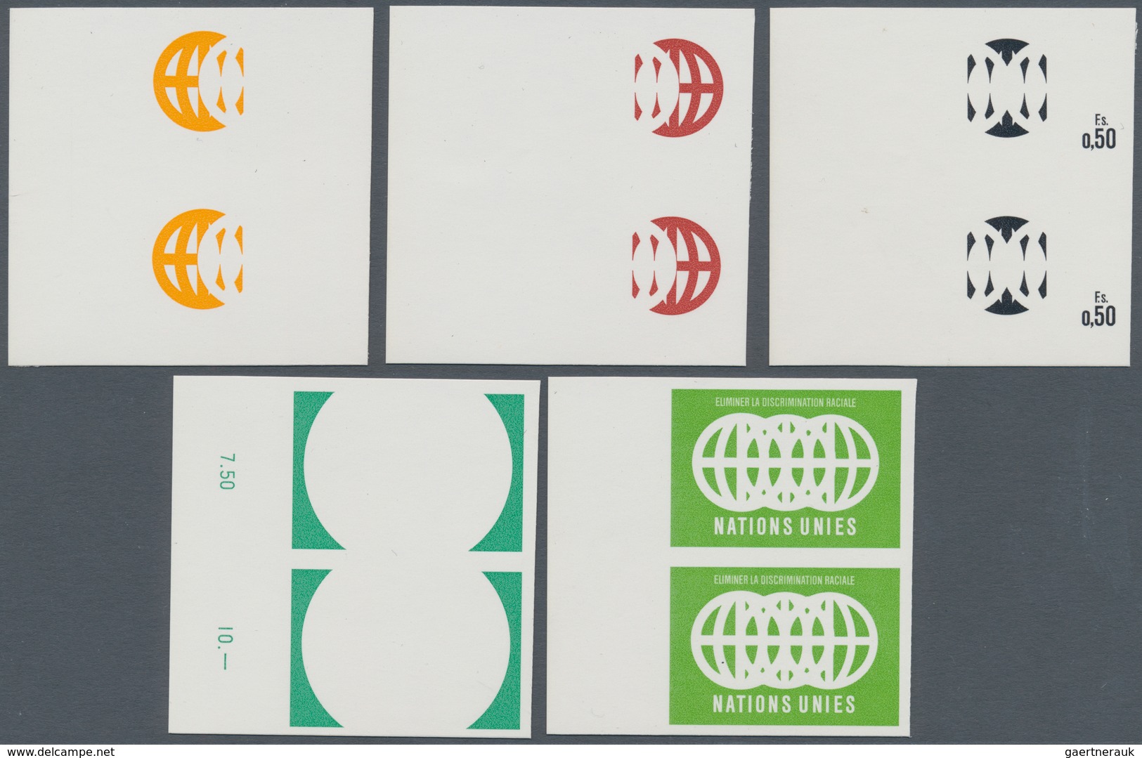 16469 Vereinte Nationen - Genf: 1971. Progressive Proof (5 Phases), Viz Color Separations, In Vertical Mar - Neufs