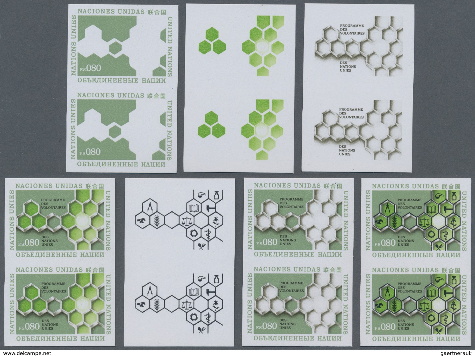 16478 Vereinte Nationen - Genf: 1973. Progressive Proof (7 Phases) In Vertical Pairs For The Complete Issu - Neufs