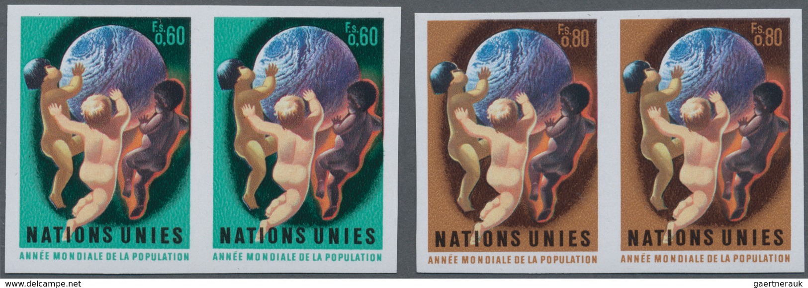16484 Vereinte Nationen - Genf: 1974. Complete Set "World Population Year" (2 Values) In IMPERFORATE Horiz - Nuovi