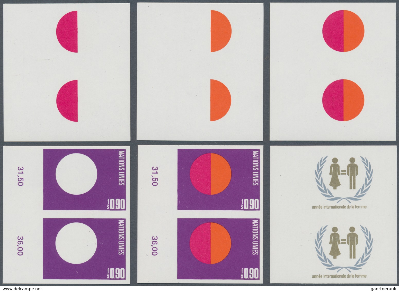 16488 Vereinte Nationen - Genf: 1974. Progressive Proof (6 Phases), Viz Color Separations, In Vertical Mar - Ungebraucht