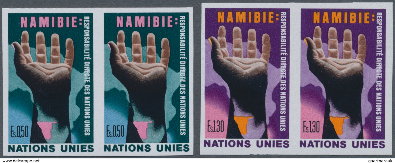 16490 Vereinte Nationen - Genf: 1975. Complete Issue "Namibia" (2 Values) In IMPERFORATE Horizontal Pairs - Neufs