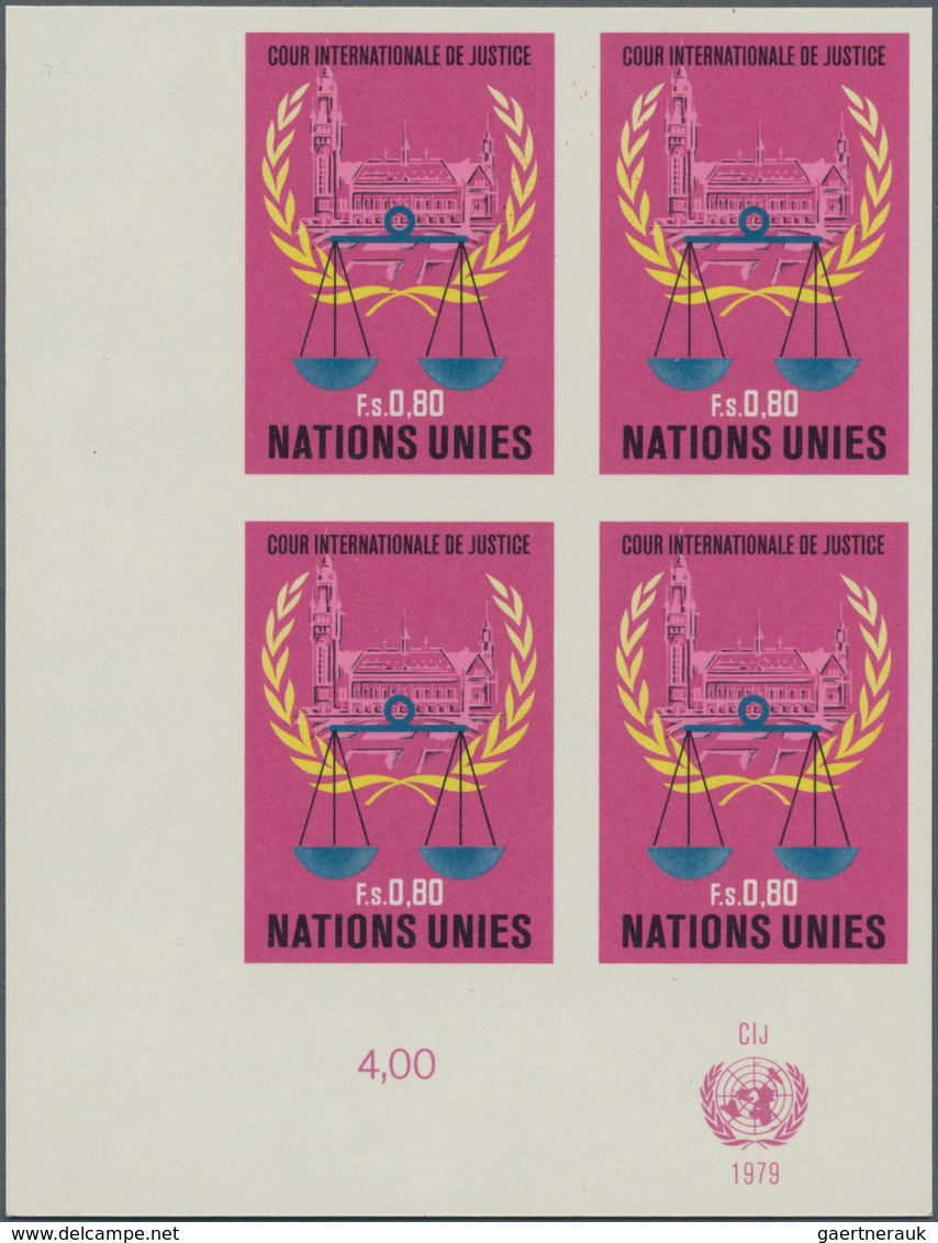 16508 Vereinte Nationen - Genf: 1979. IMPERFORATE Corner Block Of 4 For The 80c Value Of The Set "Intl. Co - Ungebraucht