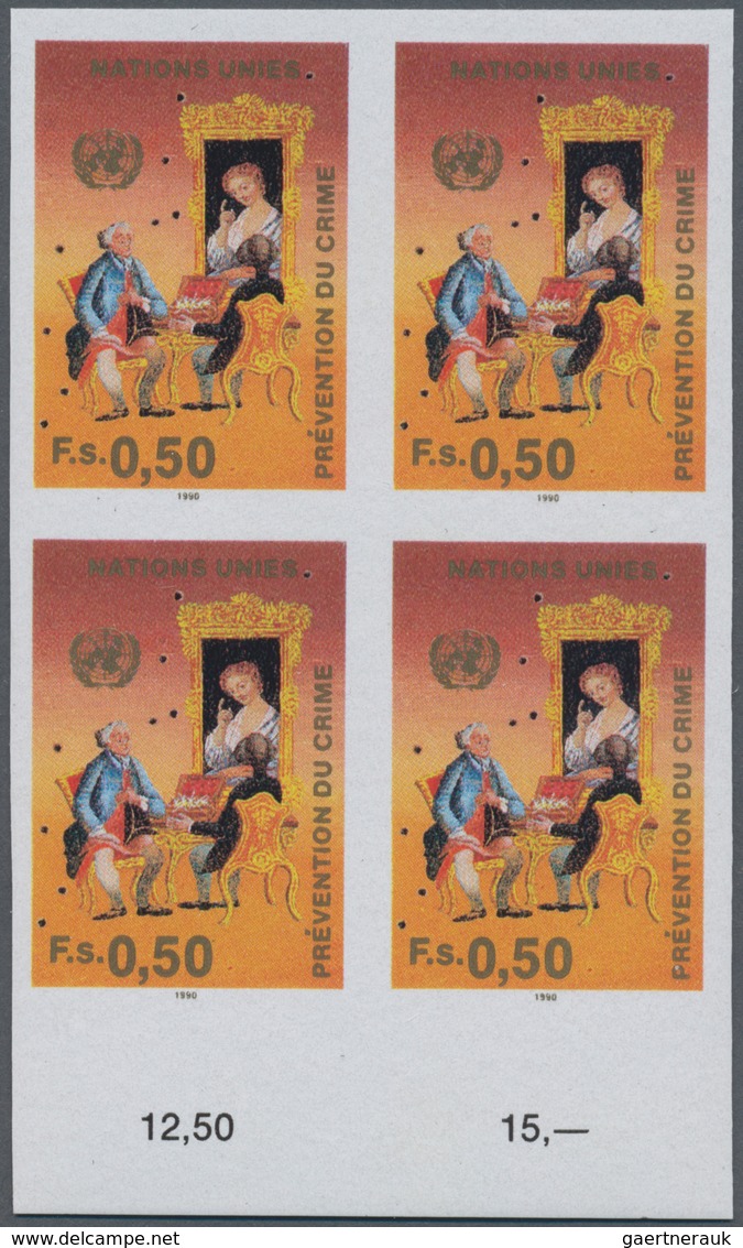 16543 Vereinte Nationen - Genf: 1990. IMPERFORATE Block Of 4 For The 50c Value Of The Set "Crime Preventio - Ungebraucht