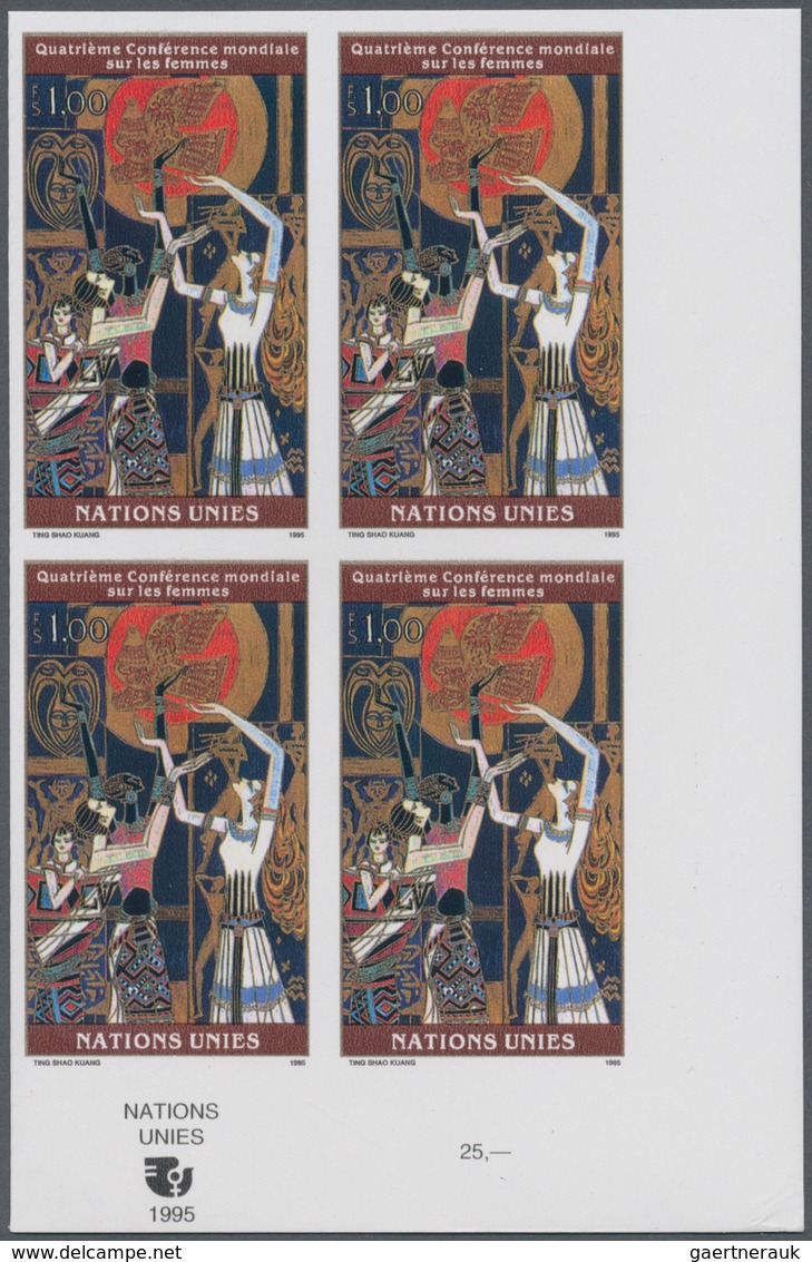 16565 Vereinte Nationen - Genf: 1995. IMPERFORATE Corner Block Of 4 For The 1fr Value Of The Set "Fourth W - Neufs