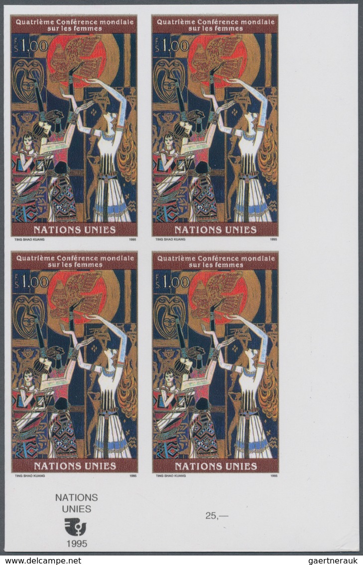 16565 Vereinte Nationen - Genf: 1995. IMPERFORATE Corner Block Of 4 For The 1fr Value Of The Set "Fourth W - Ungebraucht