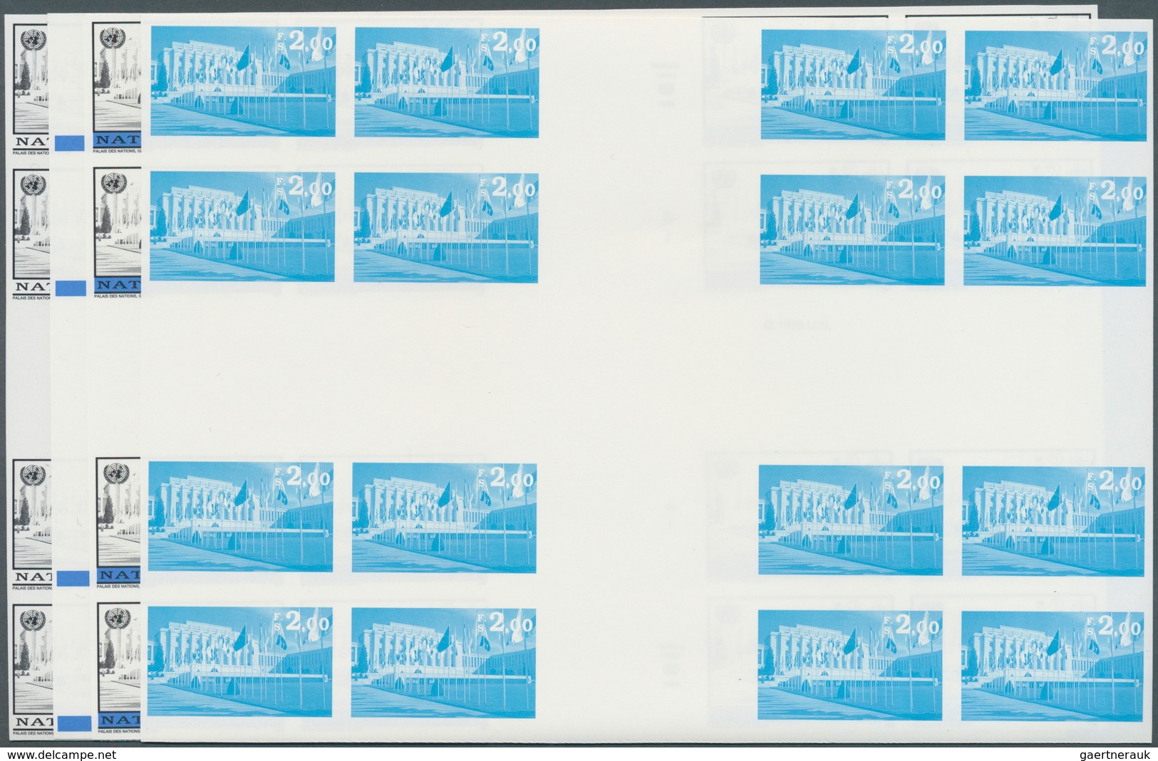 16570 Vereinte Nationen - Genf: 1998. Imperforate Progressive Proof (10 Phases) In Cross Gutter Blocks Of - Neufs