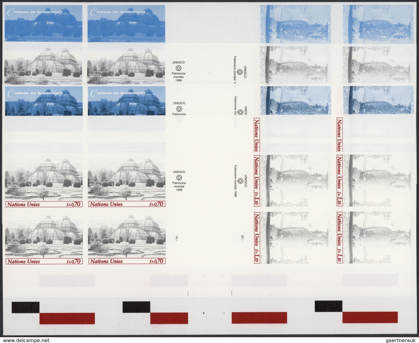 16571 Vereinte Nationen - Genf: 1998. Imperforate Progressive Proof (10 Phases) In Se-tenant Gutter Pairs - Neufs