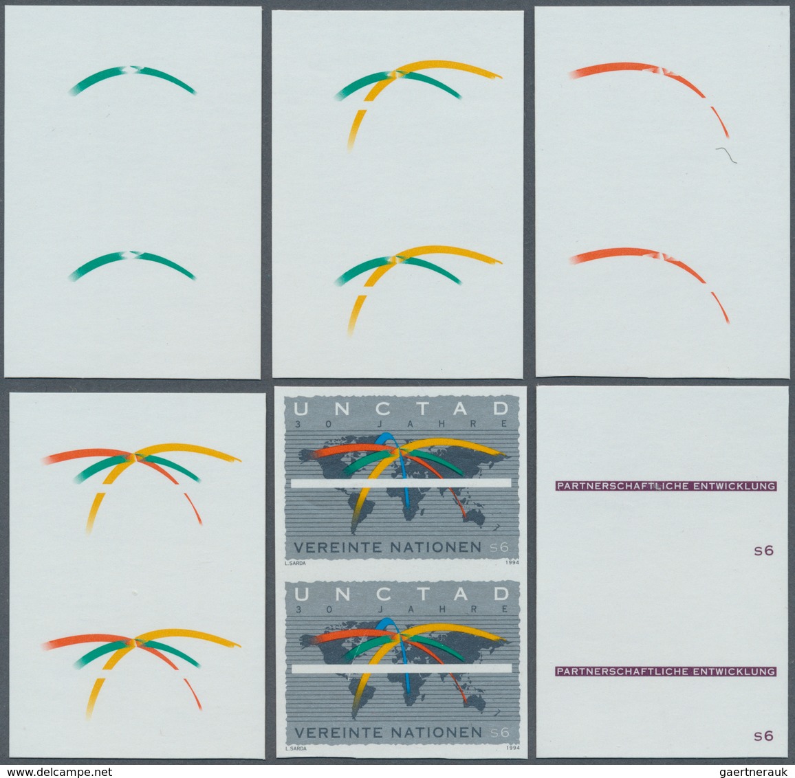 16599 Vereinte Nationen - Wien: 1994. Progressive Proof (12 Phases), Viz Color Separations, In Vertical Pa - Neufs