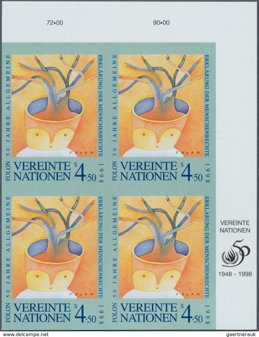 16604 Vereinte Nationen - Wien: 1998. IMPERFORATE Corner Block Of 4 For The 4.50s Value Of The Issue "Univ - Neufs
