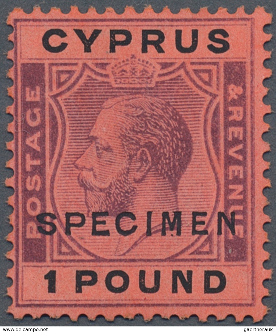 16618 Zypern: 1923, KGV 1£ Purple And Black/red With 'Mult. Crown CA' Wmk. And Black Opt. SPECIMEN, Mint H - Autres & Non Classés