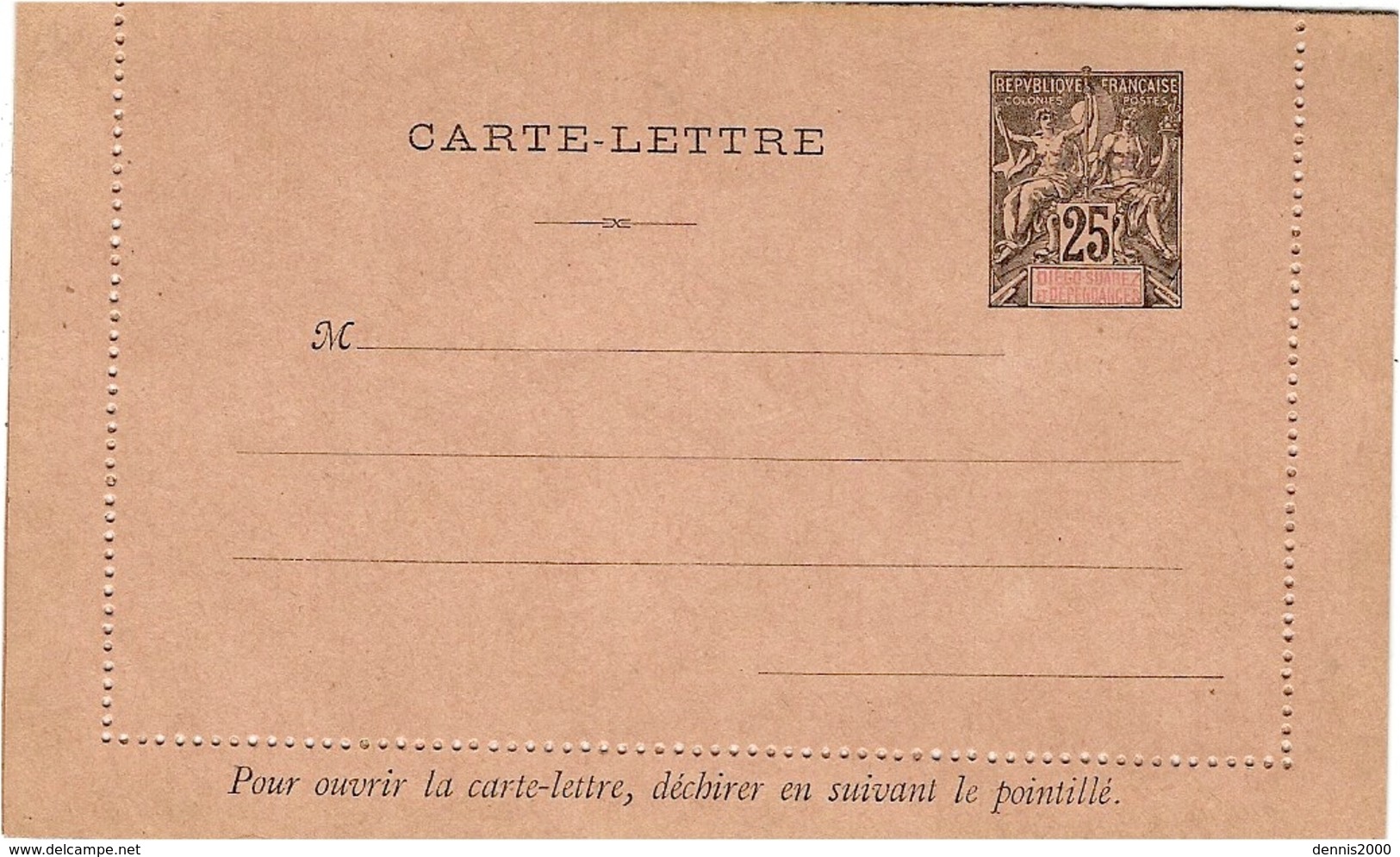 Fin XIX -  Carte-lettre Groupe 25 C  DIEGO SUAREZ Et DEPENDANCES - Non Utlisé  Très Bon état - Briefe U. Dokumente