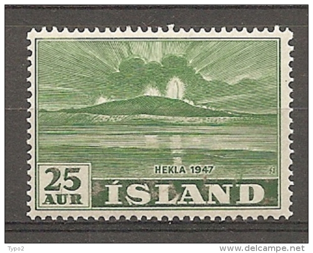 ISLAND - 1938 Yv. N°  209   ** MNH   25a  Volcan  Cote  2,1  Euro TBE  2 Scans - Unused Stamps