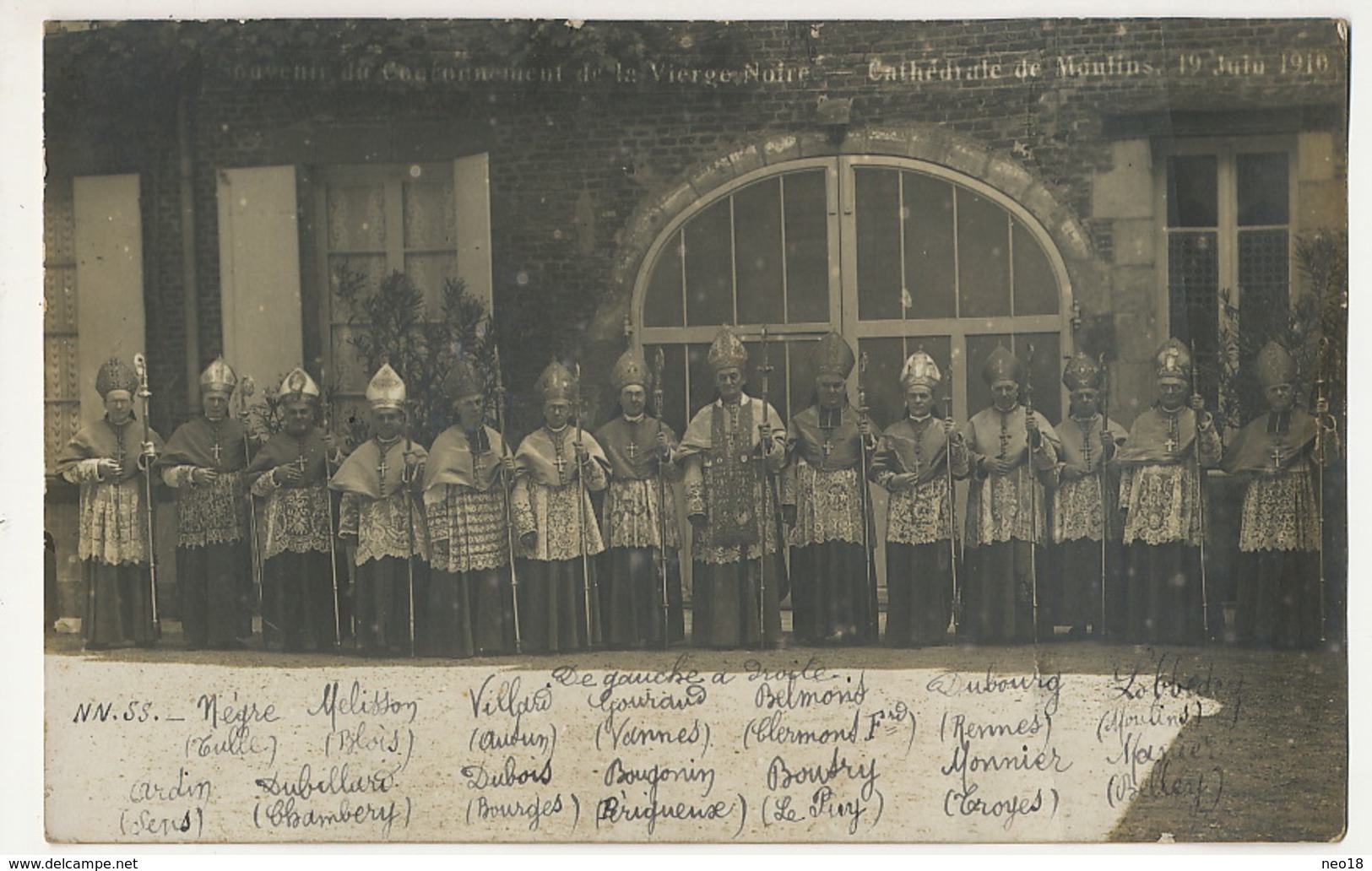 Moulins Couronnement Vierge Noire 19/6/1909 Eveques Nommés Vers La Grosse Dame Banegon Cher Phot Scharlowsky - Moulins